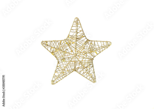 golden christmas star ornament isolated on white