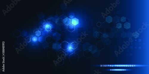 Futuristic hexagon network pattern digital future technology background banner and wallpaper.