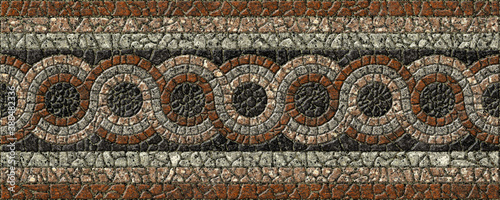 Colored relief mosaic made of natural stone. Background texture. Element for interior design. Cobblestone paving slabs