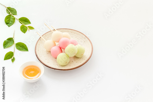 Japanese traditional dessert - three colored dumplings cakes