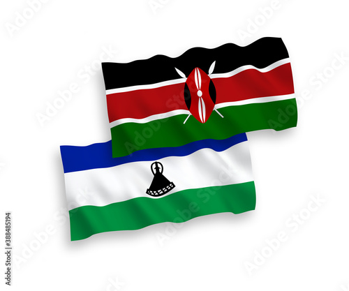 Flags of Lesotho and Kenya on a white background