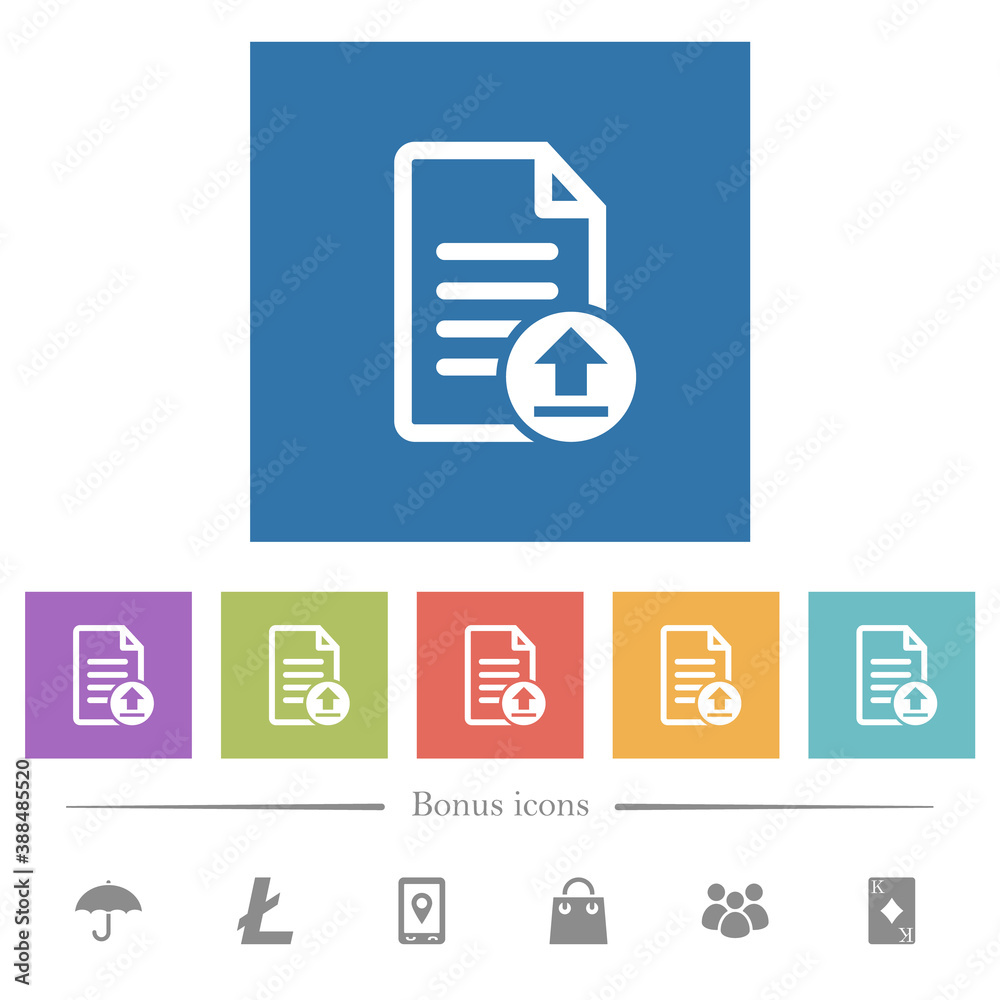 Upload document flat white icons in square backgrounds Upload document flat white icons in square backgrounds
