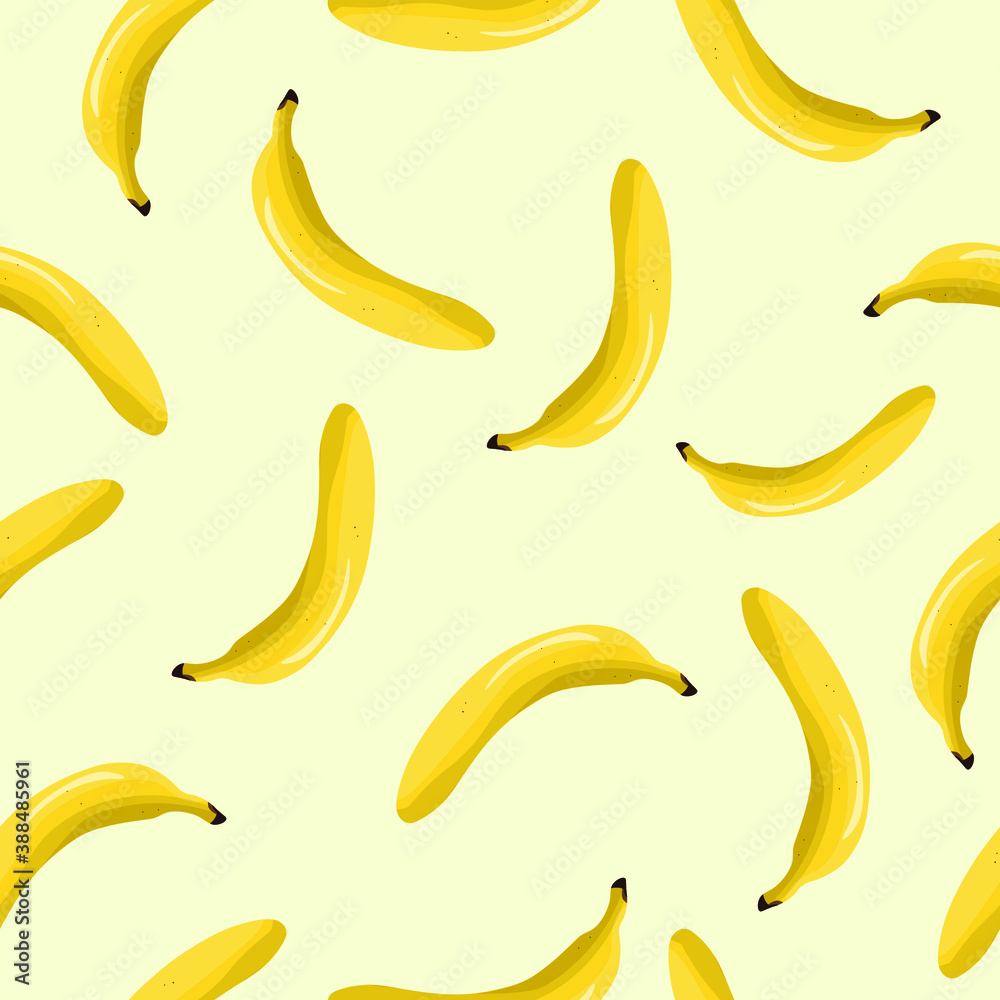 seamless pattern vector realistic illustration of bananas in the style of a flat with a cartoon flare