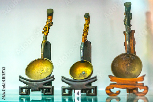 19th century bronze artifacts and daily life tools. These are objects used for wealthy and powerful families in feudalism at that time in Vietnam