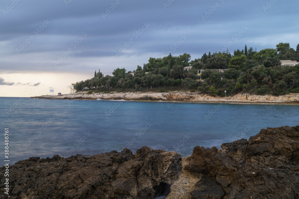 Long exposure, Adriatic sea, coast of Croatia, Pula, Istria. October 2016