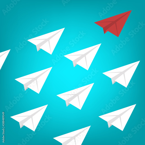 Free Download Leadership Concept. Red Paper Airplane Leading White Paper Airplanes. - GFXLoad