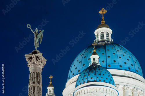 St. Petersburg. Trinity Izmailovsky Cathedral. Column of Glory. Night landscape. Russia photo