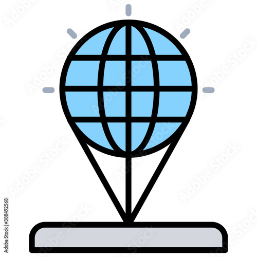 
Internet router with globe, Fastest wifi router line vector icon 

