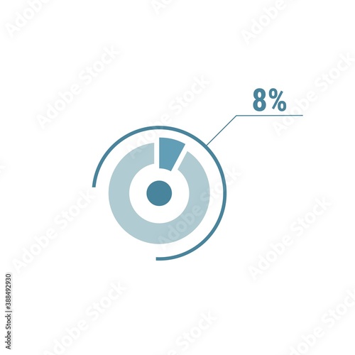 Percentage diagram graph, 8 eight percent vector circle chart, ui design
