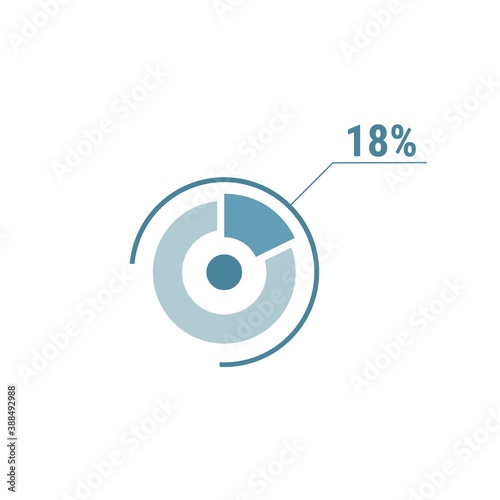 Eighteen percent chart, 18 percentage diagram, vector circle chart design