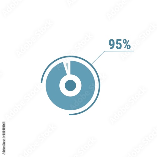Ninety five percent chart, 95 percent circle diagram, vector design