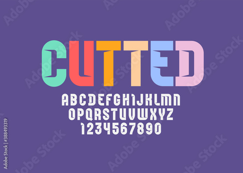 Font pastel colors , alphabet cut out paper, letters and numbers for you design, vector illustration 10eps