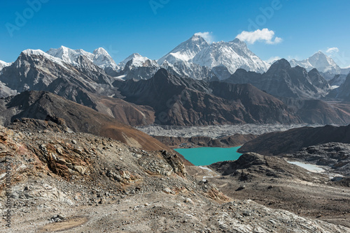 The view from Renjo La towards Mount Everest.