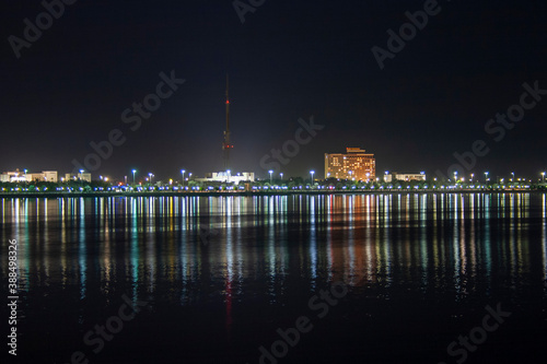 Night skyline of the Abu Dhabi Corniche waterfront