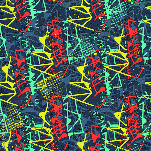 Urban hand drawn seamless abstract colorful pattern for your creative design