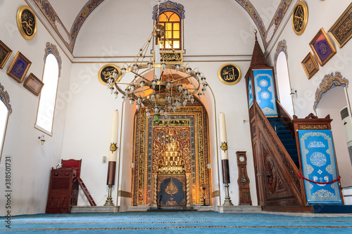 Bursa/Turkey - 13/03/2020: I. Murad mosque interior. 1. Murad is third sultan of the Ottoman Empire. Touristic destination in Bursa. photo