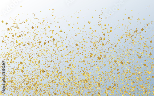 Golden Streamer Party Vector Gray Background. 
