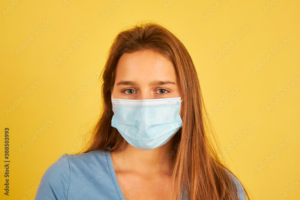 beautiful young woman wearing face mask to prevent coronavirus infection beautiful young woman wearing face mask to prevent coronavirus infection