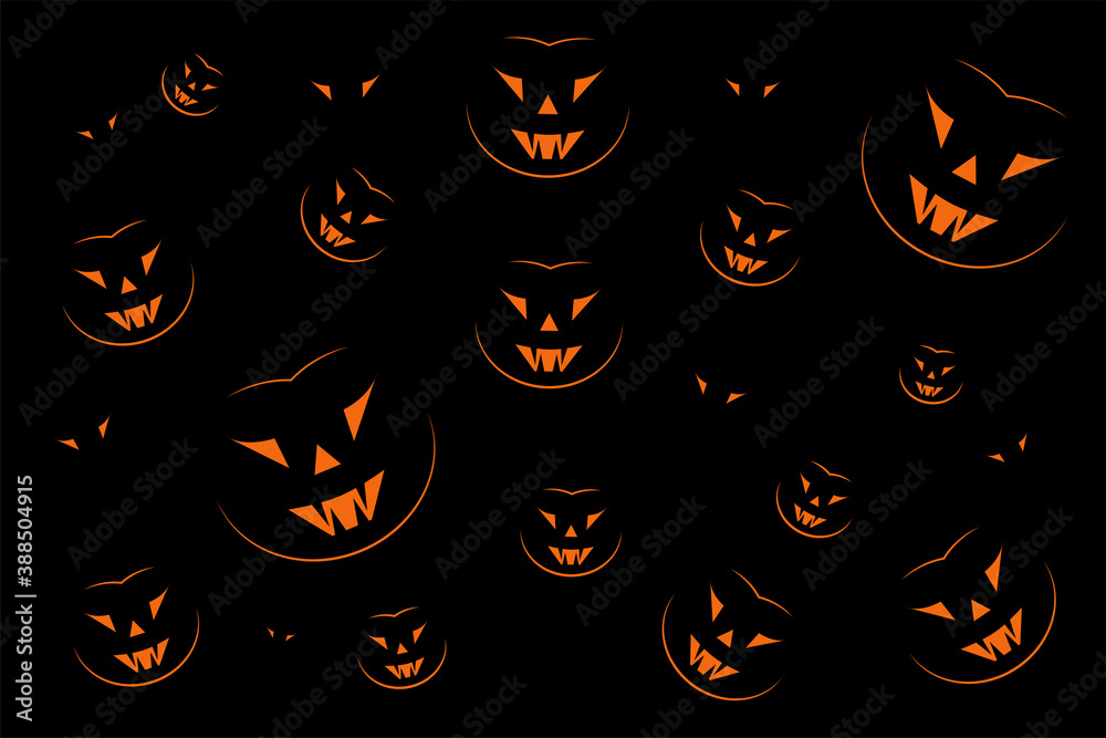 Halloween pumpkins in different sizes, orange on black Halloween pumpkins in different sizes, orange on black