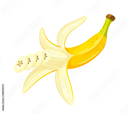 Yellow banana isolated on white background