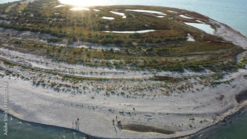 Wallpaper Mural Aerial video flying over Djarilgach island in Black sea, Ukraine. Ukrainian Maldives on sunrise light. UHD 4K video Torontodigital.ca