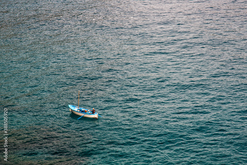 alone in the boat at capri island