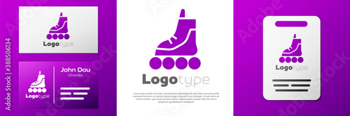 Logotype Roller skate icon isolated on white background. Logo design template element. Vector Illustration.
