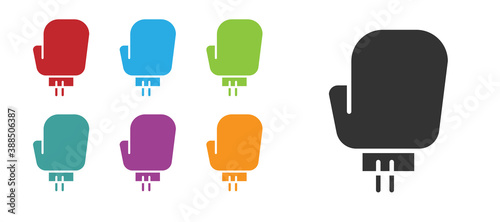 Black Boxing glove icon isolated on white background. Set icons colorful. Vector Illustration.