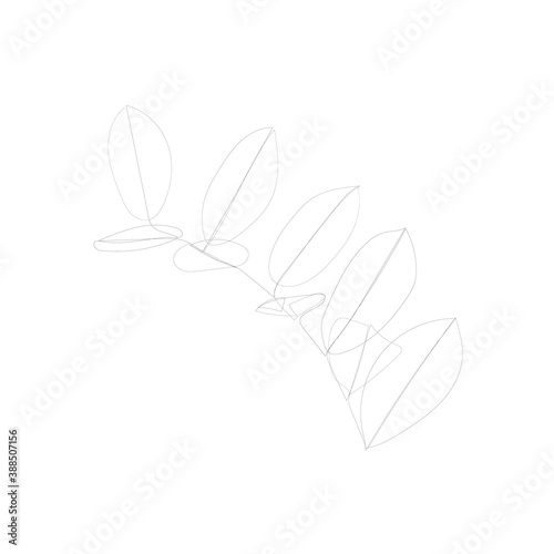 SINGLE-LINE DRAWING: Branch,Leaves Botanical 16. This hand-drawn, continuous, line illustration is part of a collection inspired by the drawings of Picasso. Each gesture sketch was created by hand.