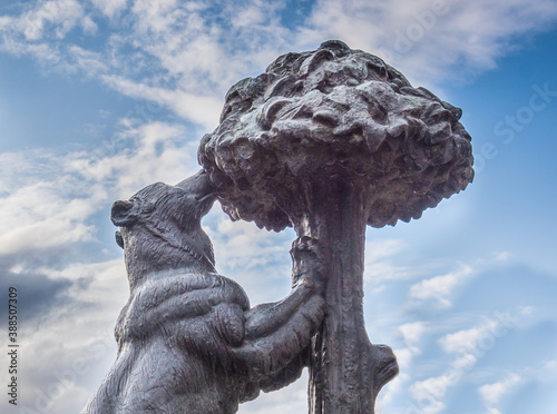 Close up of Famous Bear and strawberry tree statue