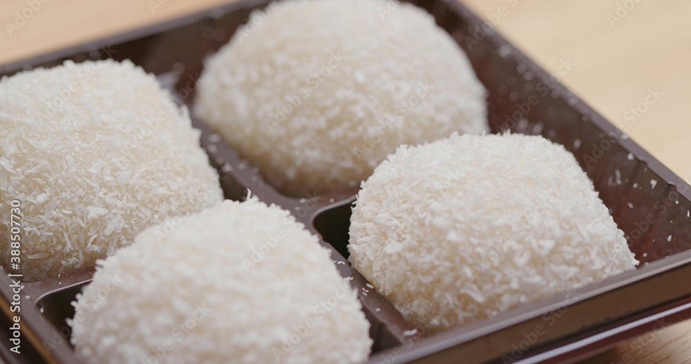 White mochi, traditional Chinese dessert White mochi, traditional Chinese dessert