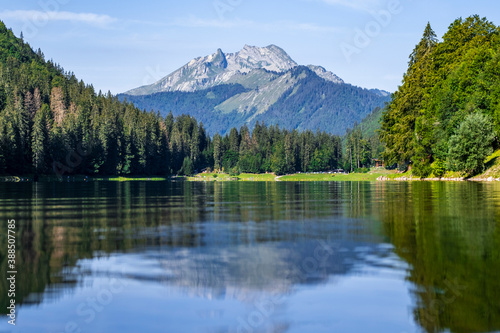 A lake in the mountain with reflection