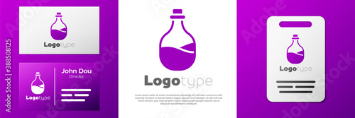 Logotype Old bottle of wine icon isolated on white background. Logo design template element. Vector.