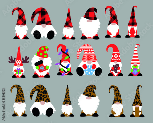 Cute Christmas Gnomes in Leopard and Buffalo Plaids