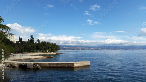 view from Lovran to Rijeka in Croatia