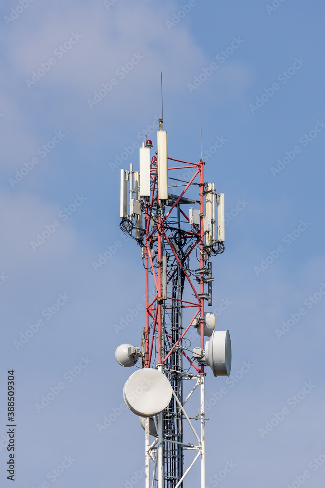 Cellular transmission tower closeup with copy space. Cellular transmission tower closeup with copy space.