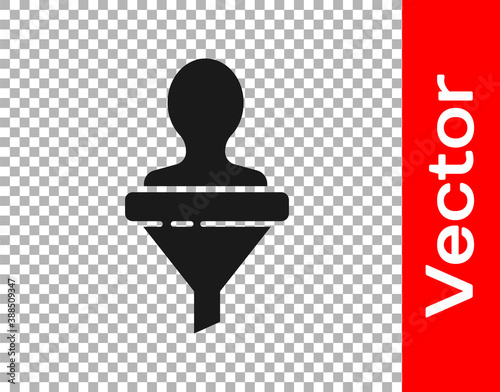 Black Head hunting icon isolated on transparent background. Business target or Employment sign. Human resource and recruitment for business. Vector.
