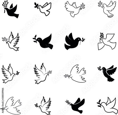 Peace symbol, dove icon vector template.

