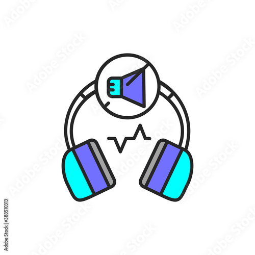 Noise cancelling headphones color line icon. Pictogram for web page, mobile app, promo.