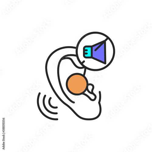 Soundproof ear plugs color line icon. Pictogram for web page, mobile app, promo.