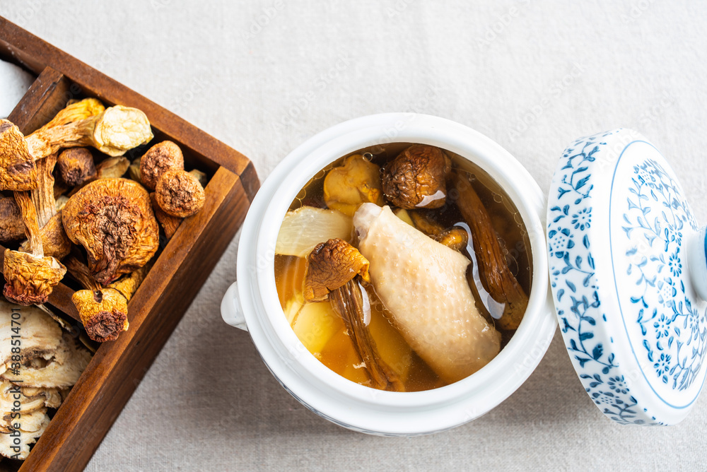 Traditional Chinese Nourishing Soup Matsutake Stewed Chicken Soup