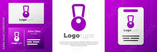 Logotype Kettlebell icon isolated on white background. Sport equipment. Logo design template element. Vector.