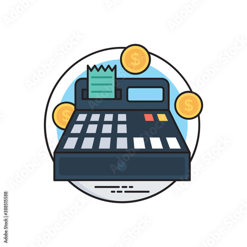 
A digital device with numerics, dollars and transaction tool known as till or cash register 
