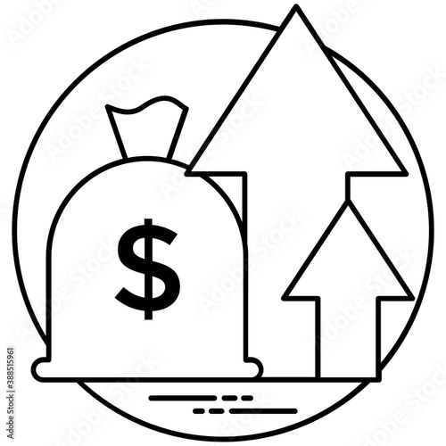 

Raising arrows with the sack of money symbolizing profit  
