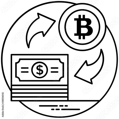 Reversible arrows with euro symbol revolving around dollar symbol depicting currency exchange 