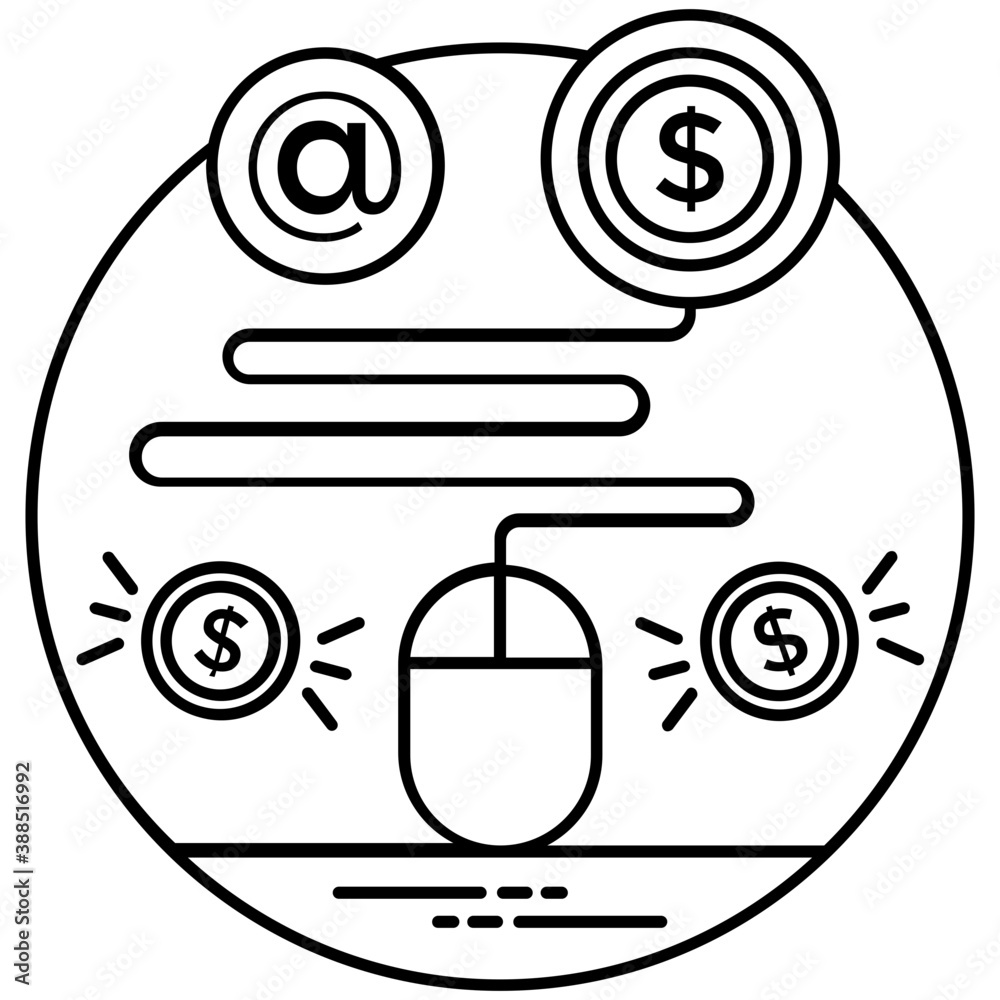 Pay per click concept representation, mouse attached with a dollar coin and generating money
Pay per click concept representation, mouse attached with a dollar coin and generating money
