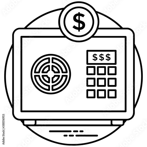 
A digital safe locker with dollar inside symbolizing safe investment 
