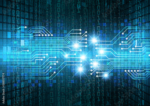 Blue cyber circuit future technology concept background