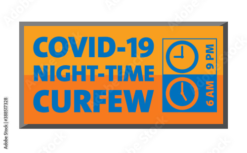 covid-19 night-time curfew sign vector illustration