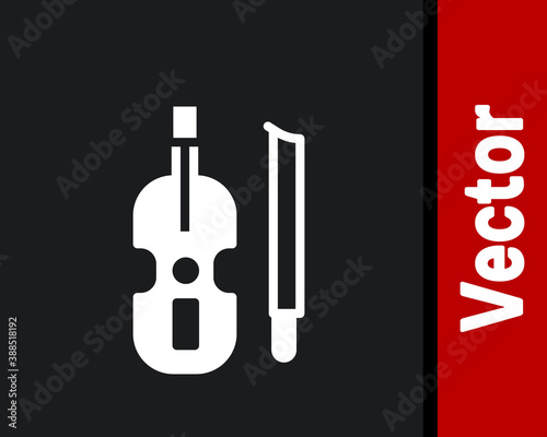 White Violin icon isolated on black background. Musical instrument. Vector.